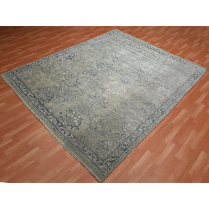 Oushak And Peshawar Wool Hand Knotted Rug Grey Gray 8.2X9.10 -O075206