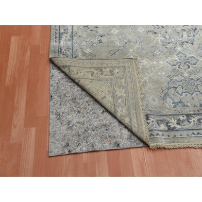 Oushak And Peshawar Wool Hand Knotted Rug Grey Gray 8.2X9.10 -O075206