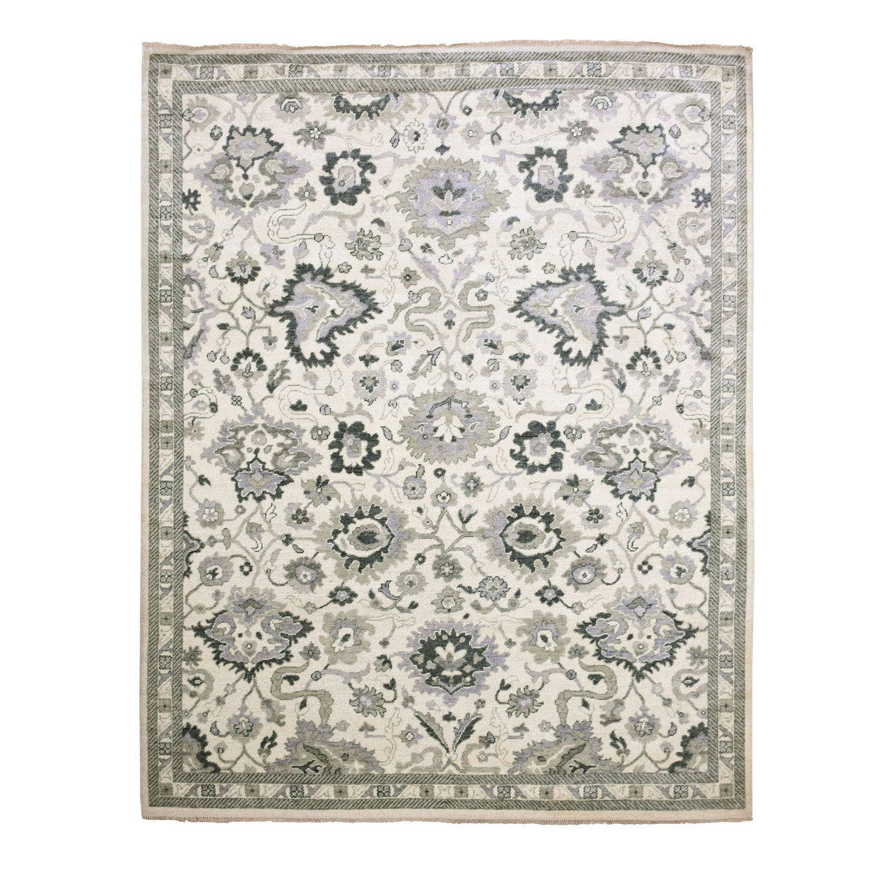 Ivory 8'2" x 10'5" Oushak And Peshawar Hand knotted Wool Rug - Sku: O075207