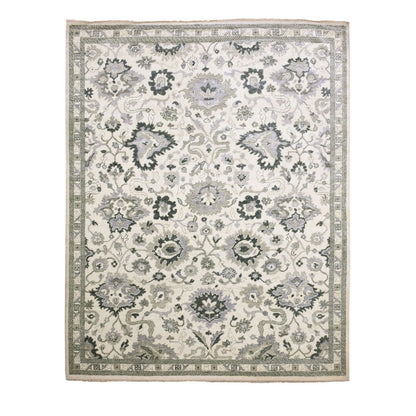 Oushak And Peshawar Wool Hand Knotted Rug Ivory Ivory 8.2X10.5 -O075207
