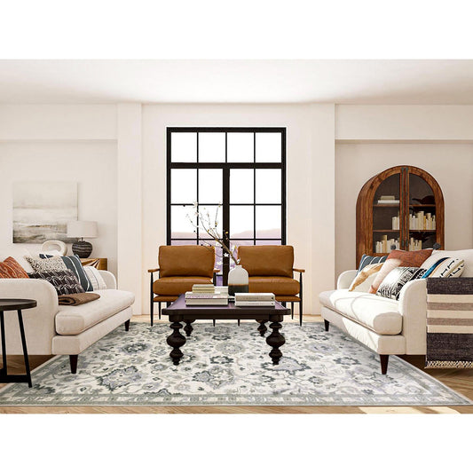 Oushak And Peshawar Wool Hand Knotted Rug Ivory Ivory 8.2X10.5 -O075207