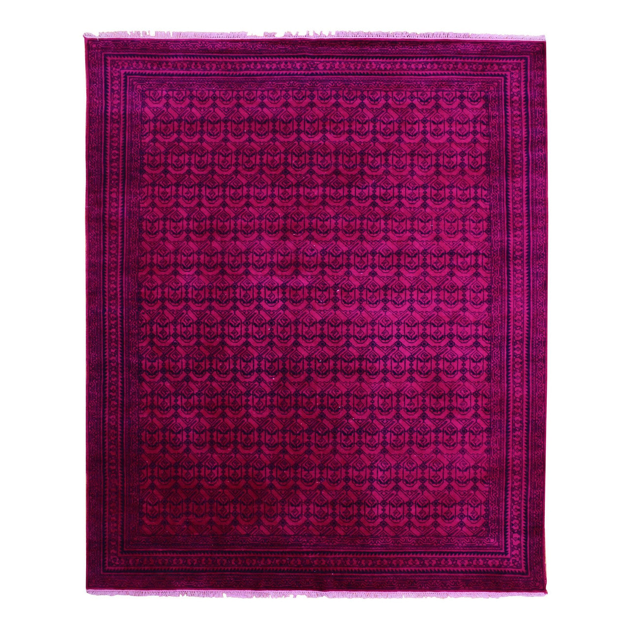 Pink 8'0" x 9'7" Overdyed & Vintage Cotton Hand knotted Wool Rug - Sku: O075212