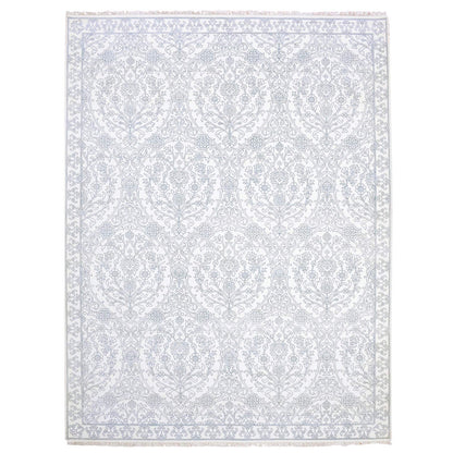 Transitional Cotton Hand Knotted Rug Ivory Ivory 9.4X11.9 -O075214