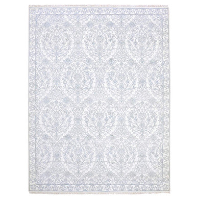 Transitional Cotton Hand Knotted Rug Ivory Ivory 9.4X11.9 -O075214