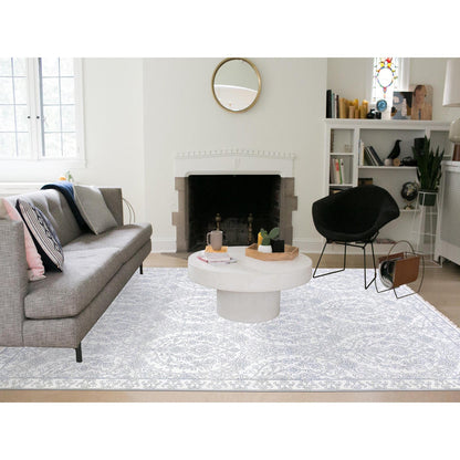 Transitional Cotton Hand Knotted Rug Ivory Ivory 9.4X11.9 -O075214