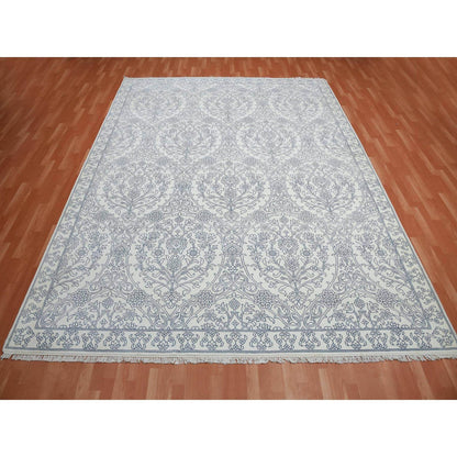 Transitional Cotton Hand Knotted Rug Ivory Ivory 9.4X11.9 -O075214