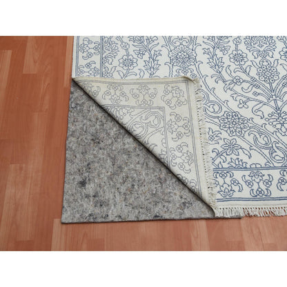 Transitional Cotton Hand Knotted Rug Ivory Ivory 9.4X11.9 -O075214