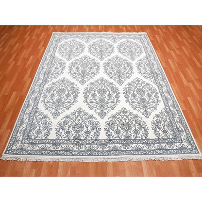 Transitional Cotton Hand Knotted Rug Ivory Ivory 8.0X9.9 -O075215