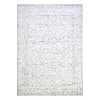 Transitional Cotton Hand Knotted Rug Ivory Ivory 9.1X11.10 -O075217
