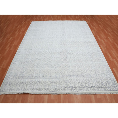 Transitional Cotton Hand Knotted Rug Ivory Ivory 9.1X11.10 -O075217