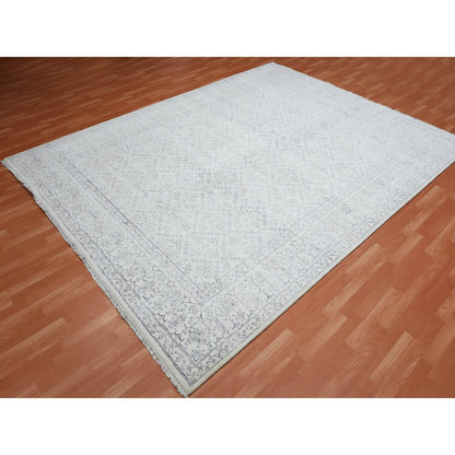 Transitional Cotton Hand Knotted Rug Ivory Ivory 9.1X11.10 -O075217