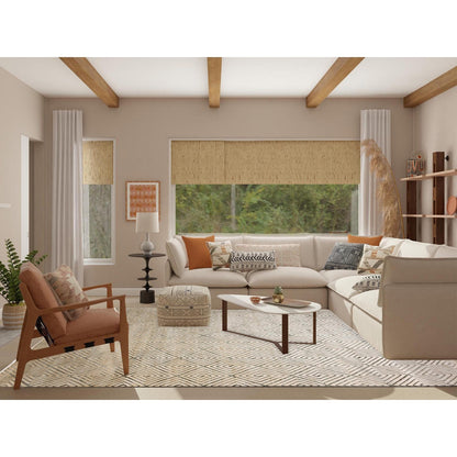 Modern and Contemporary Silk Hand Knotted Rug Ivory No Border 9.10X14.1 -O075220