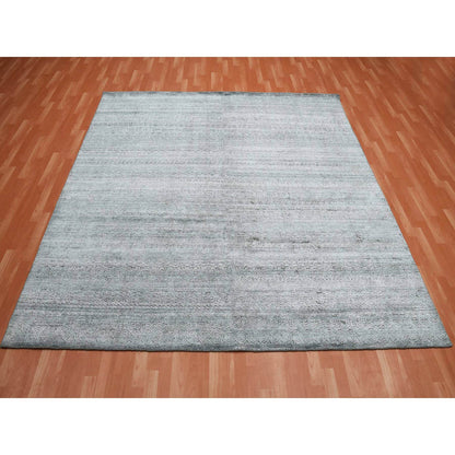 Transitional Silk Hand Knotted Rug Grey No Border 8.10X8.8 -O075223
