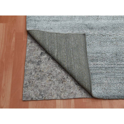 Transitional Silk Hand Knotted Rug Grey No Border 8.10X8.8 -O075223