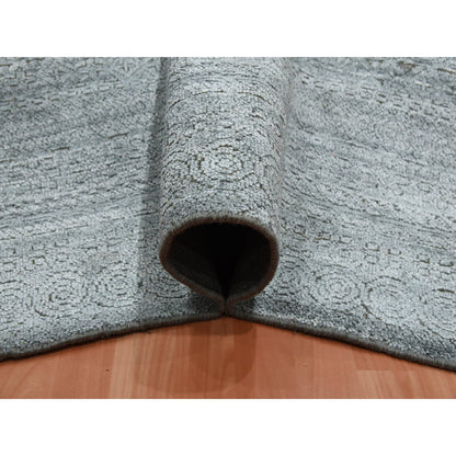 Transitional Silk Hand Knotted Rug Grey No Border 8.10X8.8 -O075223