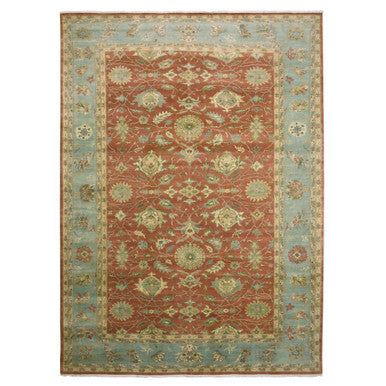 Fine Oriental Wool Hand Knotted Rug Red Blue 9.10X15.4 -O075228