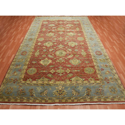 Fine Oriental Wool Hand Knotted Rug Red Blue 9.10X15.4 -O075228