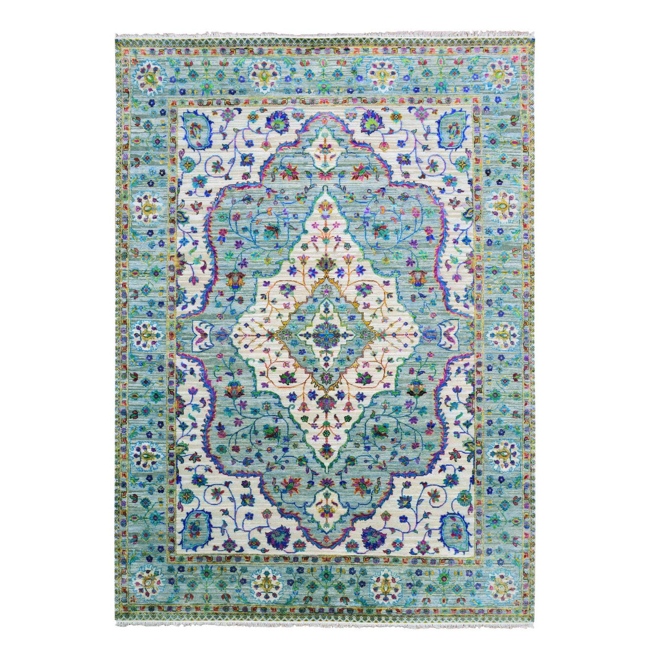 Fine Oriental Silk Hand Knotted Rug Grey Gray 8.8X12.0 -O075233
