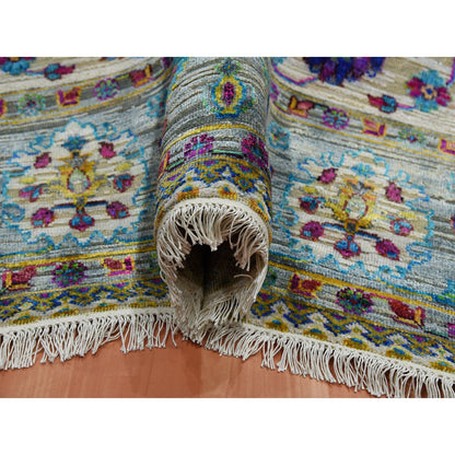 Fine Oriental Silk Hand Knotted Rug Grey Gray 8.8X12.0 -O075233