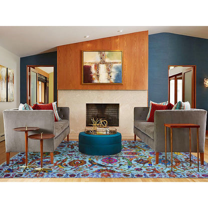 Fine Oriental Silk Hand Knotted Rug Blue Light Blue 9.0X12.2 -O075245