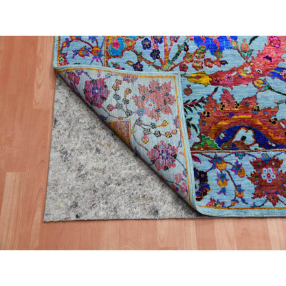 Fine Oriental Silk Hand Knotted Rug Blue Light Blue 9.0X12.2 -O075245