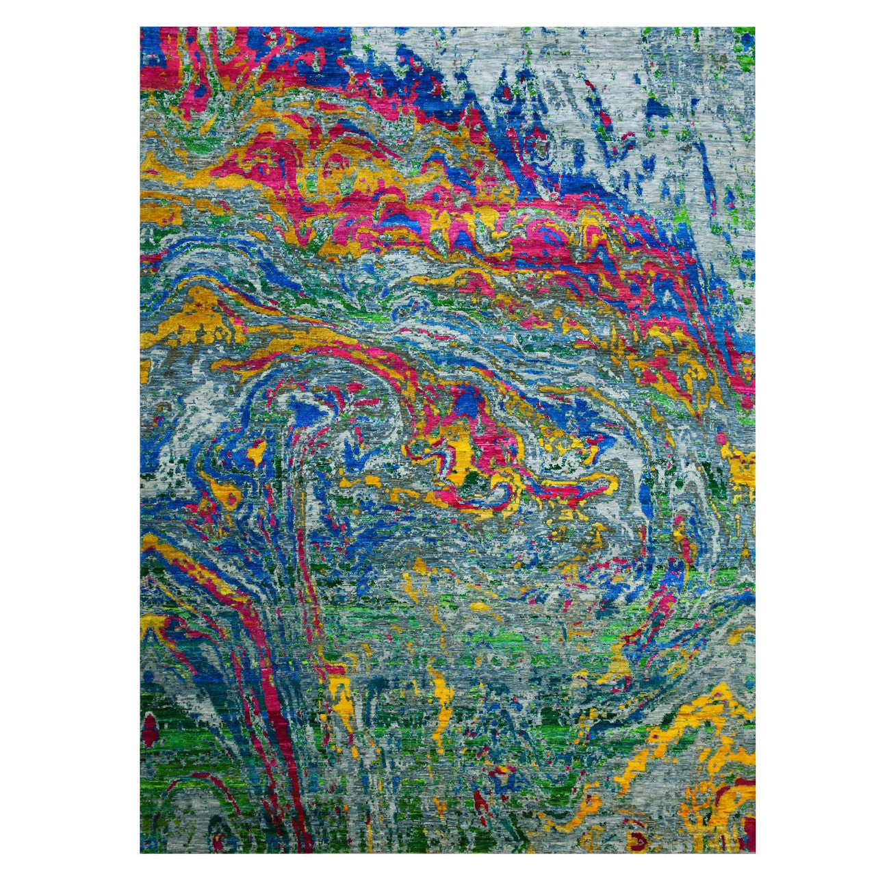 Gray 9'0" x 11'9" Modern and Contemporary Hand knotted Wool/Silk Rug - Sku: O075246
