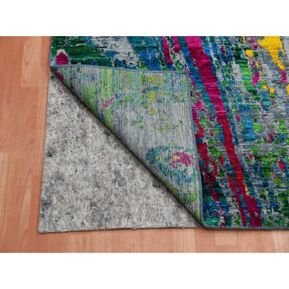 Modern and Contemporary Wool & Silk Hand Knotted Rug Grey No Border 9.0X11.9 -O075246