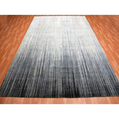 Modern and Contemporary Wool Hand Knotted Rug Grey No Border 10.1X14.2 -O075252