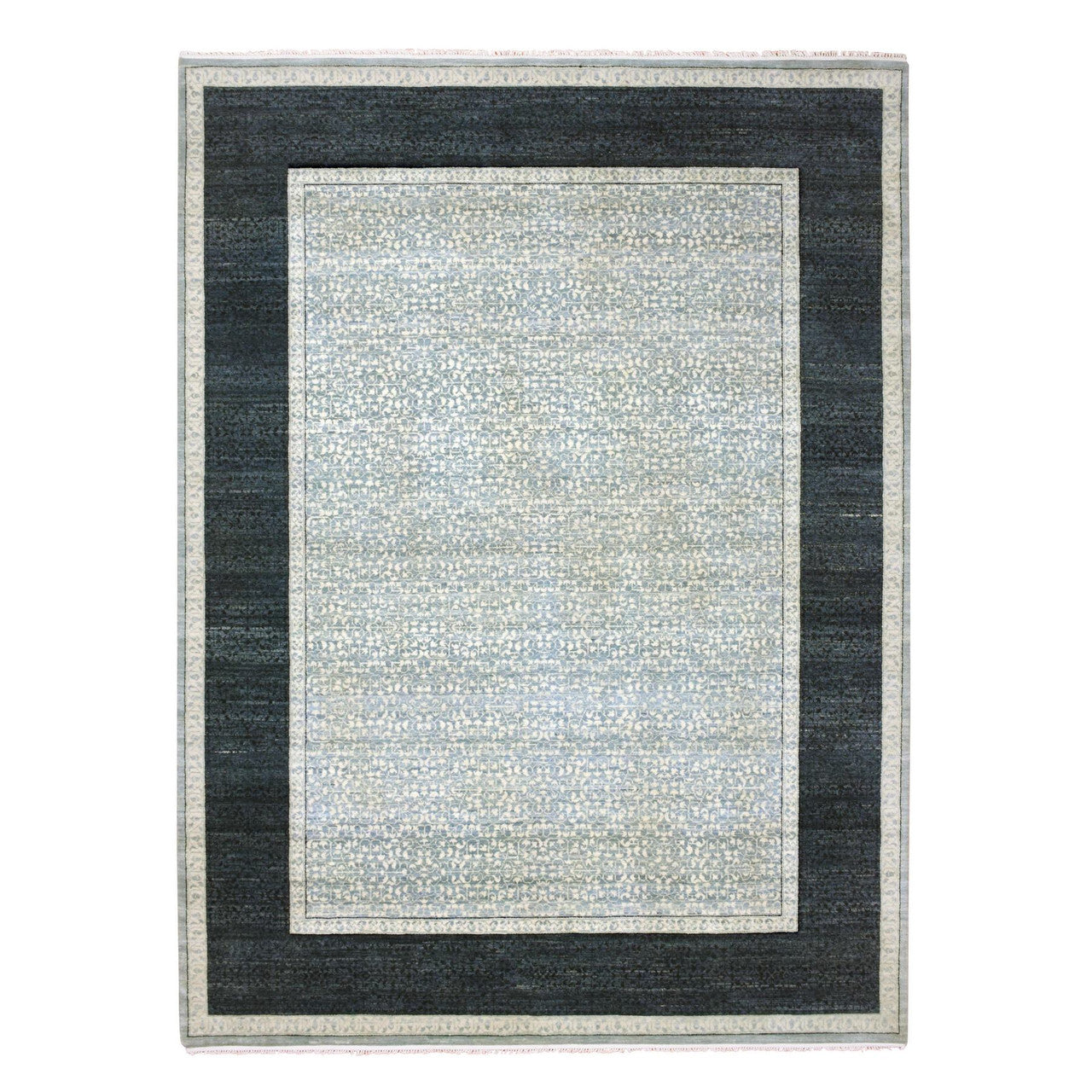 Blue 9'0" x 12'3" Modern and Contemporary Hand knotted Wool Rug - Sku: O075253