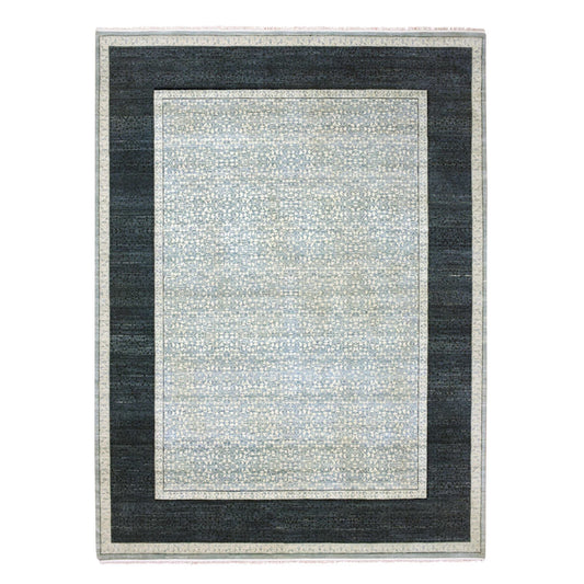 Modern and Contemporary Wool Hand Knotted Rug Blue Navy Blue 9.0X12.3 -O075253