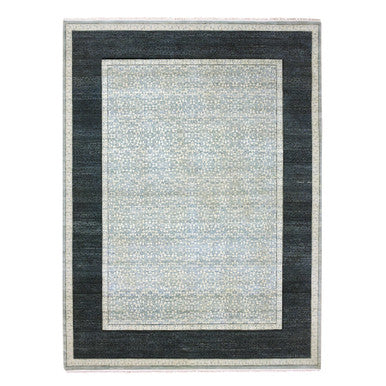 Modern and Contemporary Wool Hand Knotted Rug Blue Navy Blue 9.0X12.3 -O075253