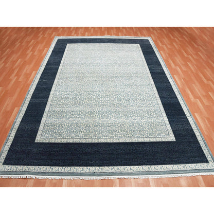 Modern and Contemporary Wool Hand Knotted Rug Blue Navy Blue 9.0X12.3 -O075253