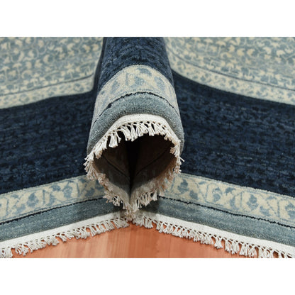 Modern and Contemporary Wool Hand Knotted Rug Blue Navy Blue 9.0X12.3 -O075253