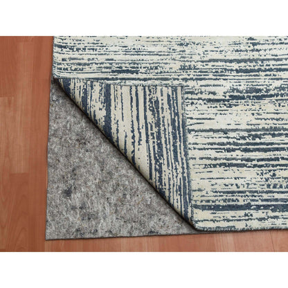 Modern and Contemporary Wool & Silk Hand Knotted Rug Ivory No Border 9.10X13.10 -O075254