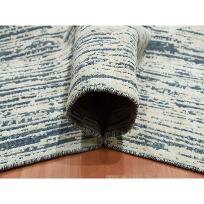 Modern and Contemporary Wool & Silk Hand Knotted Rug Ivory No Border 9.10X13.10 -O075254