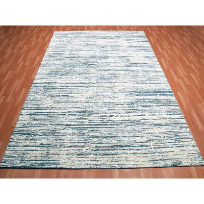 Modern and Contemporary Wool & Silk Hand Knotted Rug Ivory No Border 8.9X11.8 -O075255