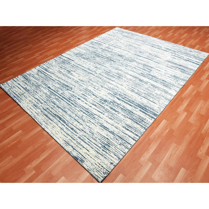 Modern and Contemporary Wool & Silk Hand Knotted Rug Ivory No Border 8.9X11.8 -O075255