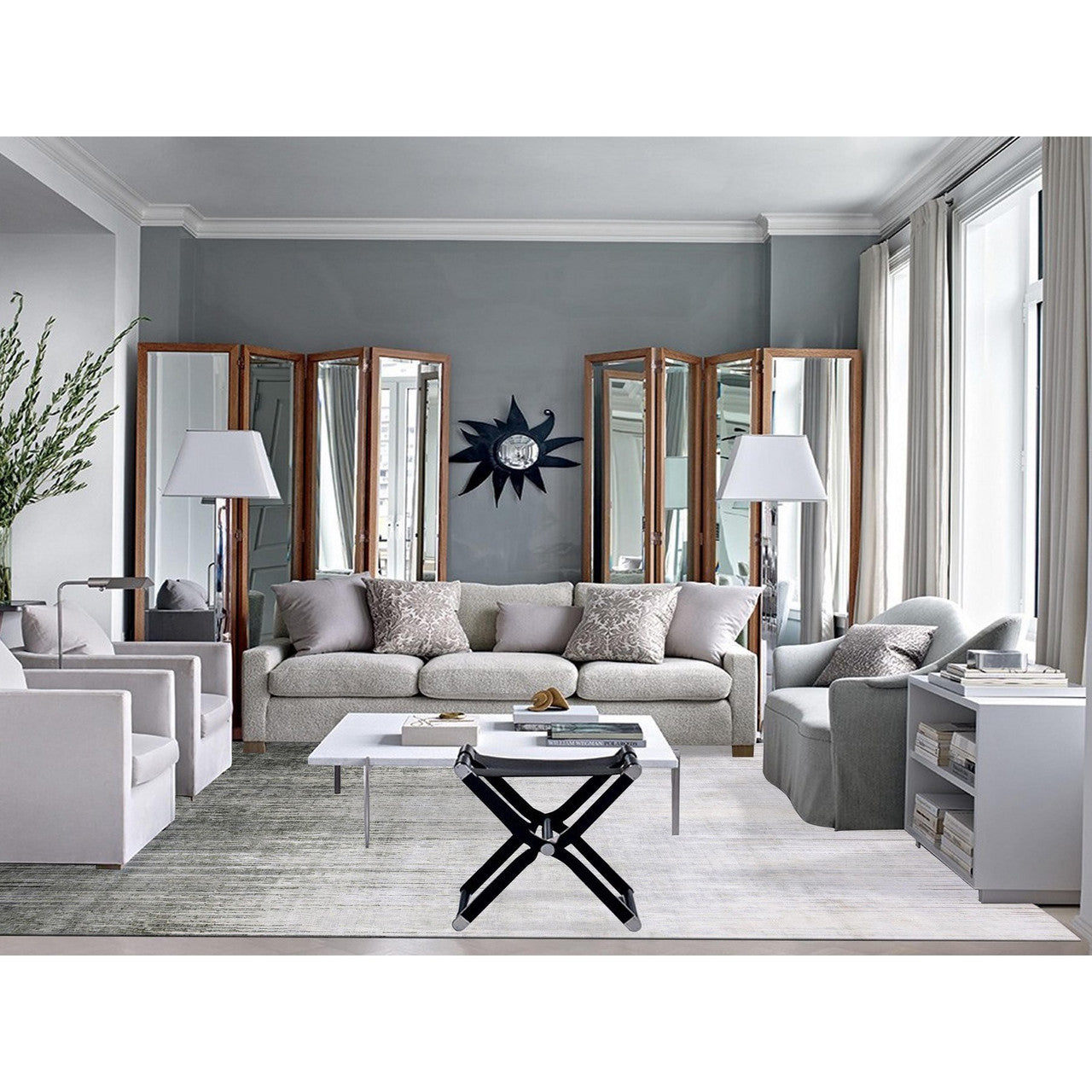 Modern and Contemporary Wool & Silk Hand Knotted Rug Grey No Border 10.0X14.0 -O075257