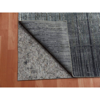 Modern and Contemporary Wool & Silk Hand Knotted Rug Grey No Border 10.0X14.0 -O075257