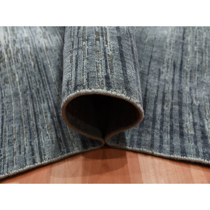 Modern and Contemporary Wool & Silk Hand Knotted Rug Grey No Border 10.0X14.0 -O075257