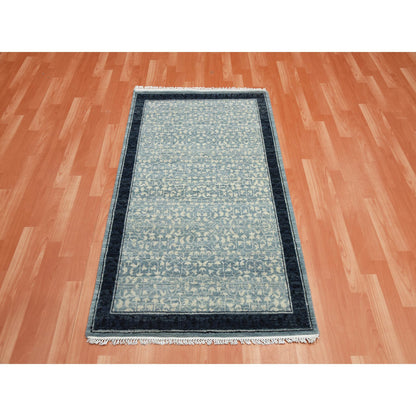 Modern and Contemporary Wool Hand Knotted Rug Blue Navy Blue 3.1X5.1 -O075258
