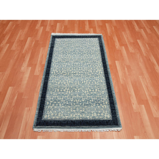 Modern and Contemporary Wool Hand Knotted Rug Blue Navy Blue 3.1X5.1 -O075258