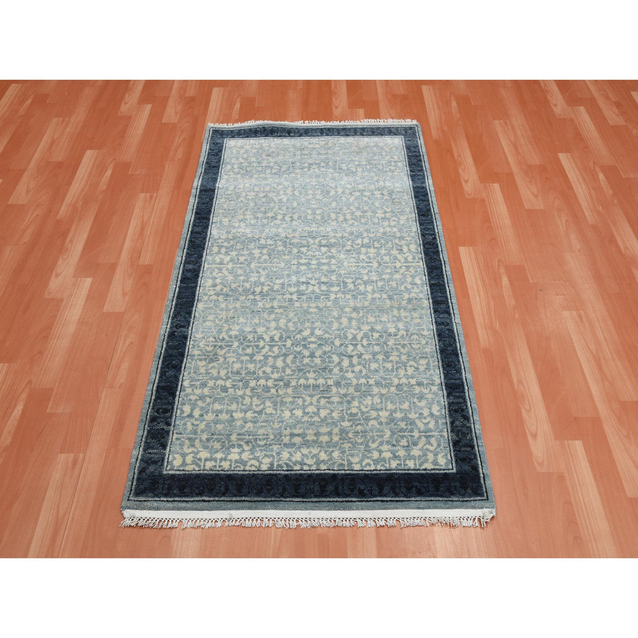 Modern and Contemporary Wool Hand Knotted Rug Blue Navy Blue 3.1X5.2 -O075259