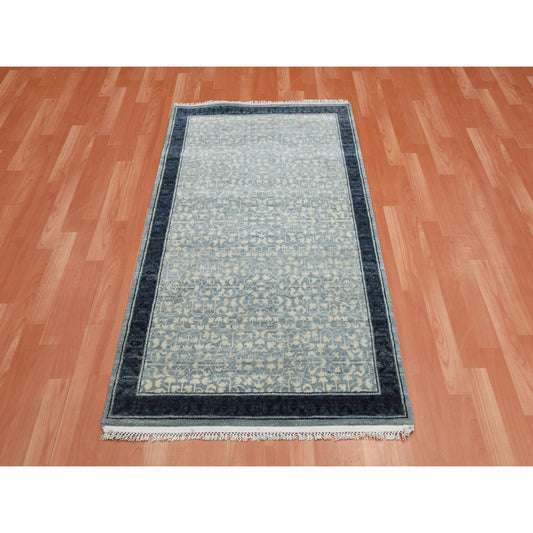 Modern and Contemporary Wool Hand Knotted Rug Blue Navy Blue 3.1X5.2 -O075259