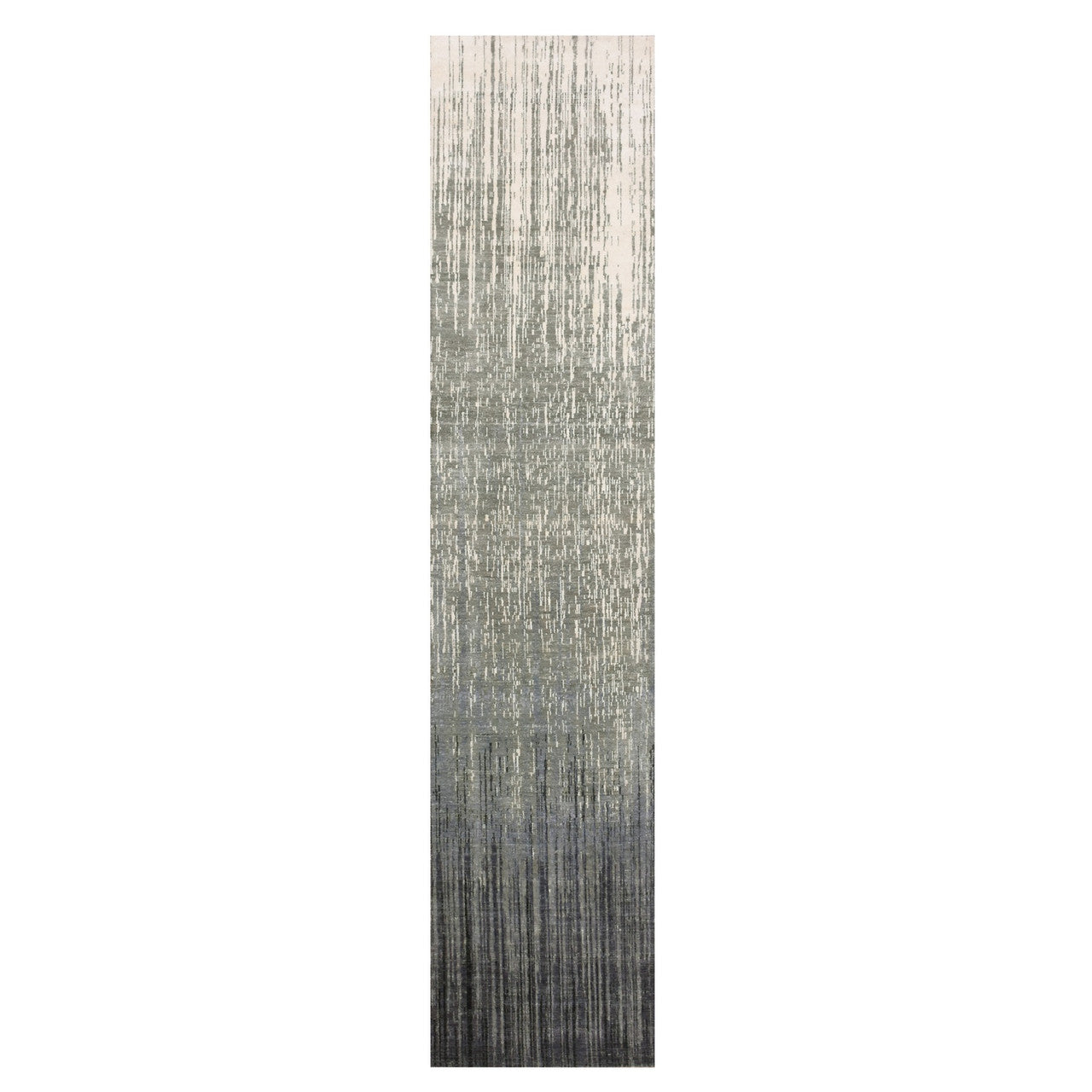 Gray 2'6" x 12'6" Modern and Contemporary Hand knotted Wool Rug - Sku: O075260