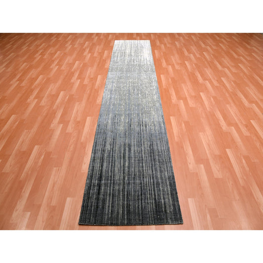 Modern and Contemporary Wool Hand Knotted Rug Grey No Border 2.6X12.6 -O075260