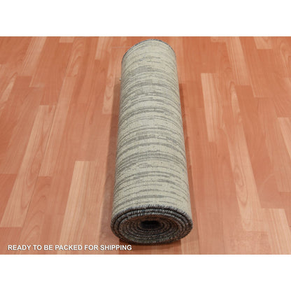 Modern and Contemporary Wool Hand Knotted Rug Grey No Border 2.6X12.6 -O075260