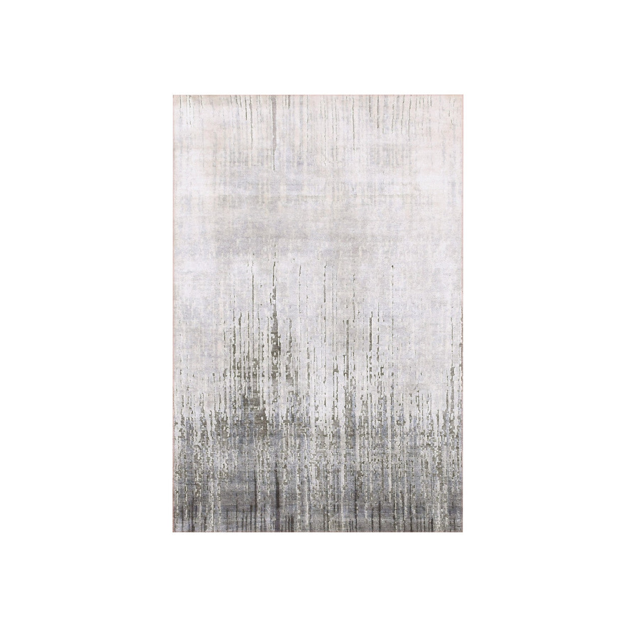 Modern and Contemporary Wool & Silk Hand Knotted Rug Grey No Border 3.0X5.3 -O075261