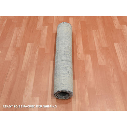 Modern and Contemporary Wool & Silk Hand Knotted Rug Grey No Border 3.0X5.3 -O075261