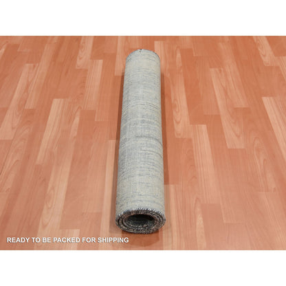 Modern and Contemporary Wool & Silk Hand Knotted Rug Grey No Border 3.0X5.3 -O075262